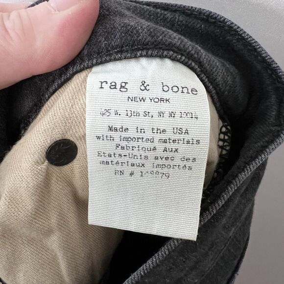 Rag & Bone The Skinny in Soft Rock With Holes Black Distressed Women's Size 25 - Picture 8 of 8